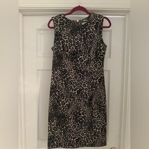 Calvin Klein Leopard Sheath Midi Dress